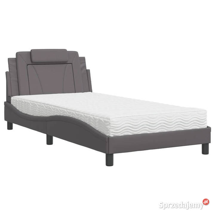 Łóżko z materacem szare sztuczna skóra 100x200 mazowieckie