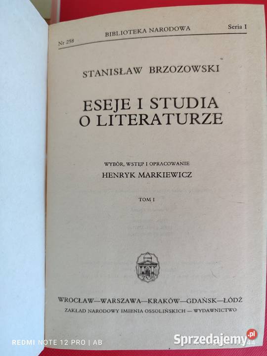 S Brzozowski Eseje i studia o literaturze t 12 twarda z obwolutą