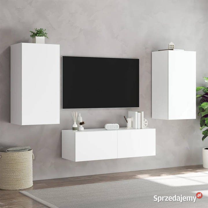 Ścienna szafka TV z LED biała 405x35x80 WM837260 Warszawa