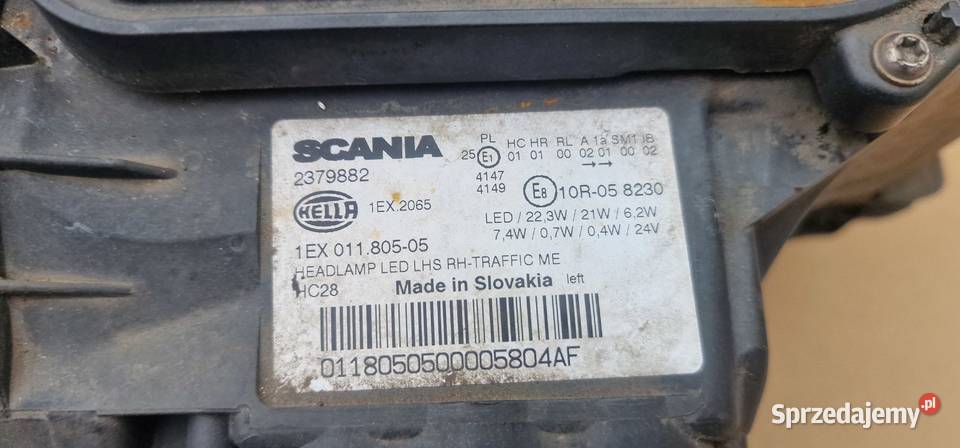 SCANIA R S LAMPA REFLEKTOR FULL LED PRAWY