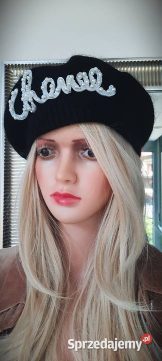 beret czarny z angorki mazowieckie