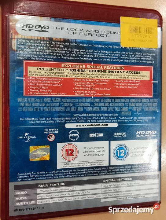 The Bourne Supremacy film HD DVD 1080p Blu-ray Lutomiersk