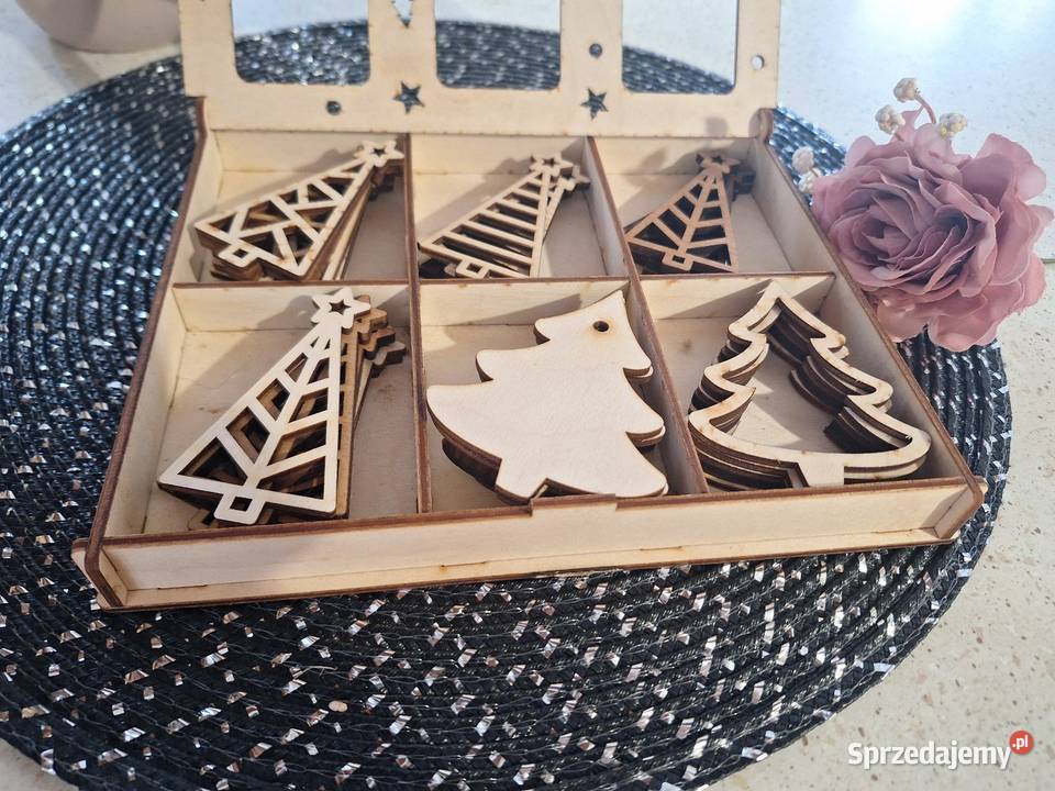 Zestawbox drewniane ozdoby choinkowe 30sztuk podkarpackie