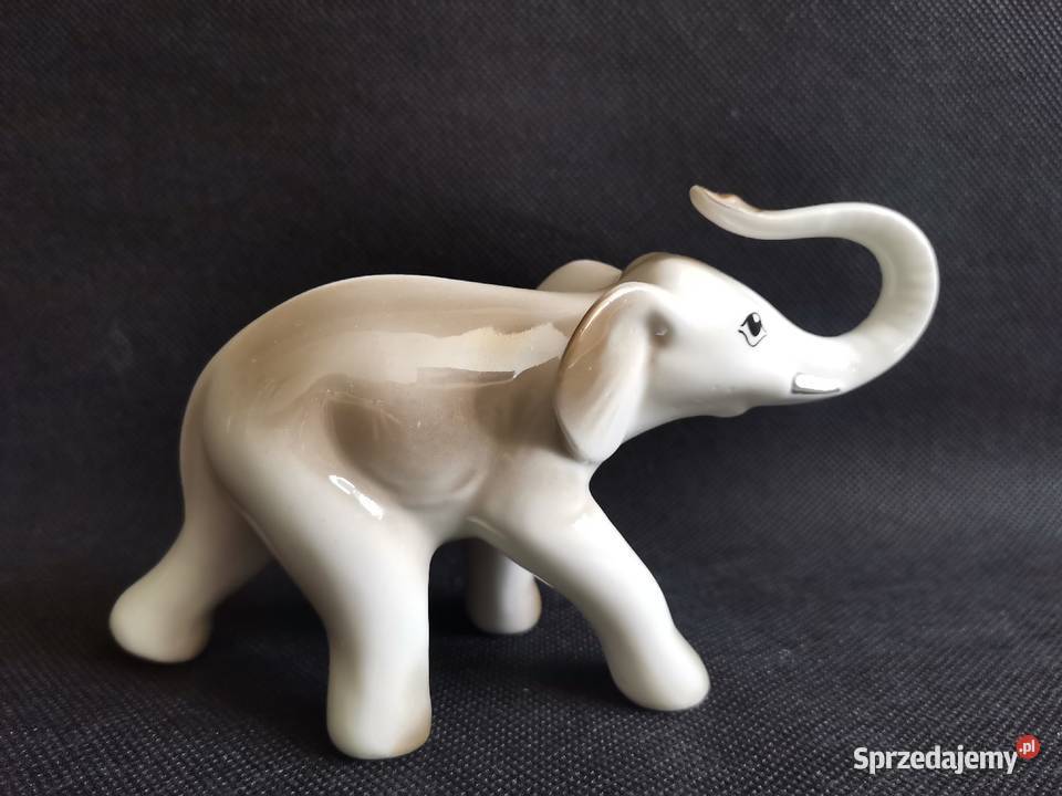 Stara figurka Słoń porcelana Jan Jezela Katowice śląskie