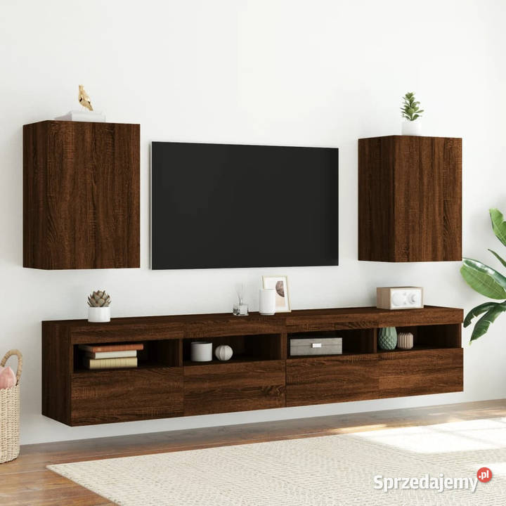 Ścienna szafka TV brązowy dąb 405x30x60 WM836922 RTV