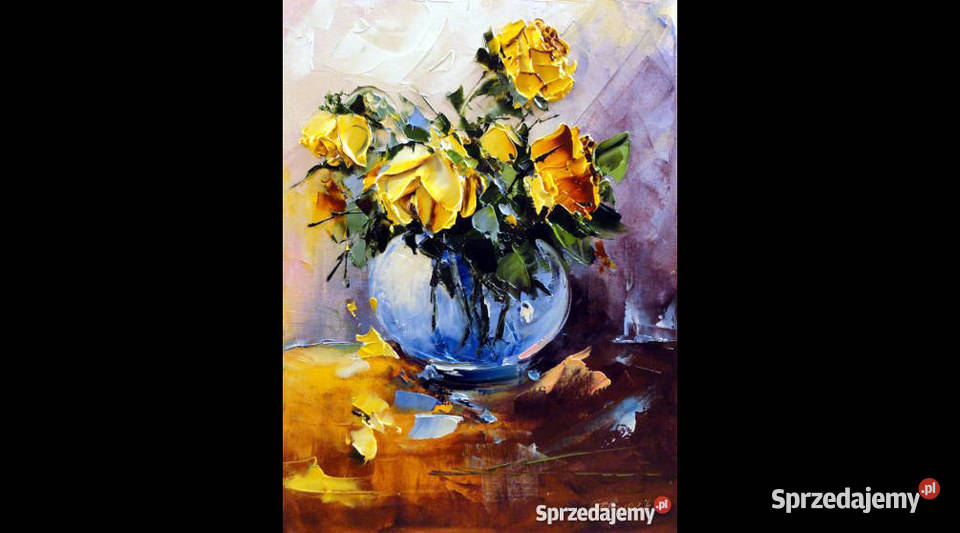 Obraz olejny 30x40 róże mazowieckie Warszawa sprzedam