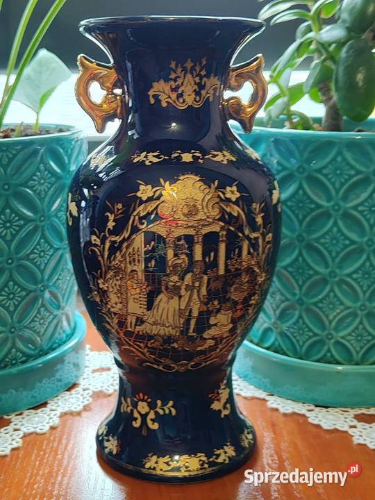 Wazon porcelana kobalt złocenia Porcelana i szkło dolnośląskie Legnica