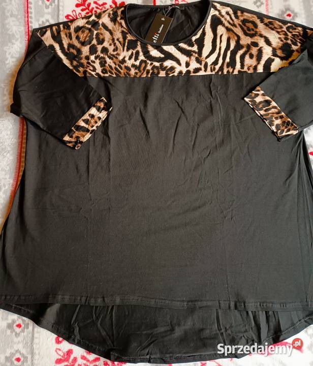 Tunika czarna z wzorem w panterkę bawełna Rozmiar 50 Cieszyn