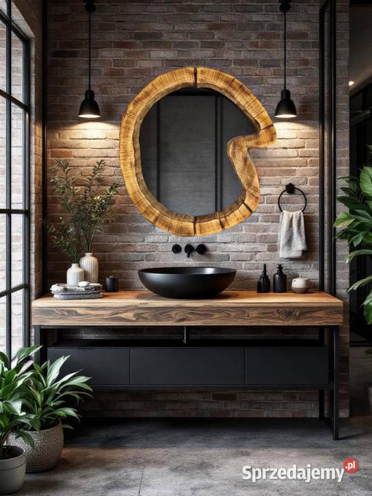niebanalne drewniane lustro do łazienki podkarpackie Rzeszów