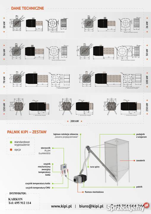 Palnik na pellet 250 kW samoczyszczący Kipi Piece i kominki kujawsko-pomorskie Golub-Dobrzyń