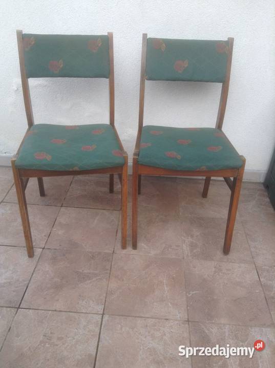 Zestaw 2 szt krzeseł tapicerowanych z lat PRL.
