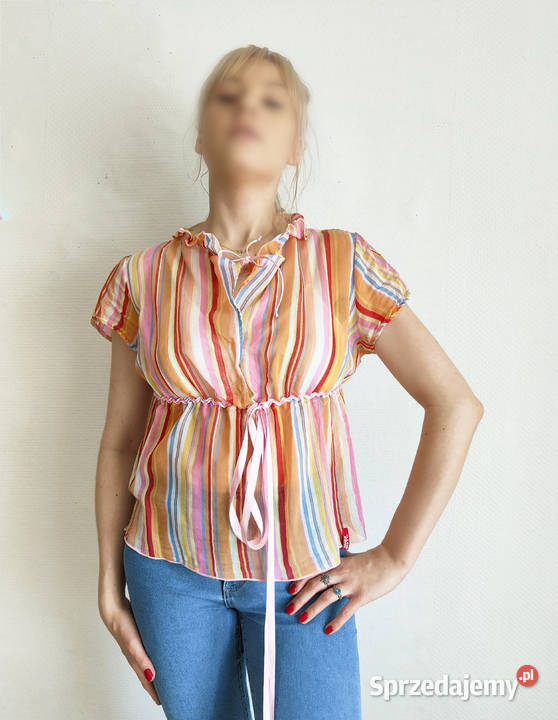 Bluzka plażowa Miss Sixty S 36 kolorowa w paski Bluzki i koszule Szczecin