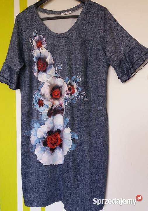 L Wygodna sukienka z motywem kwiatowym Butik kolorowy Gliwice sprzedam