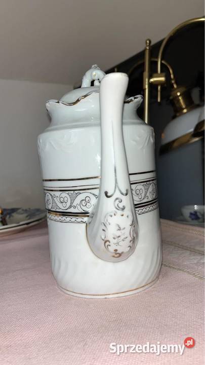 Duży dzbanek do kawy Złocenia i czarna emaila Gdańsk