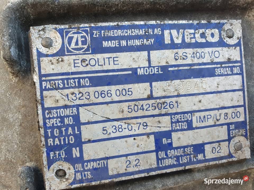 Iveco Daily IV 30 HPI SKRZYNIA BIEGÓW 504250261 Skrzynie biegów manualne lubelskie Janów