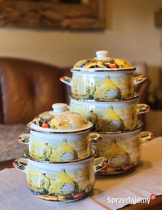 Garnki emalia duża słoneczniki maki lawenda lila Piotrków Trybunalski