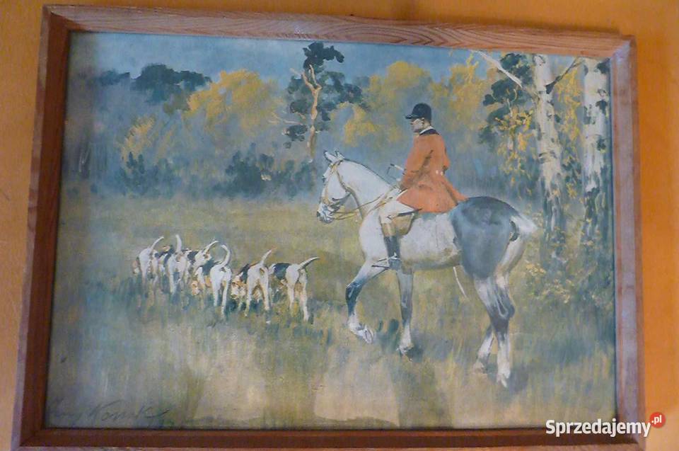 OBRAZ REPRODUKCJA SPACER MYŚLIWSKI JERZY KOSSAK Kraków