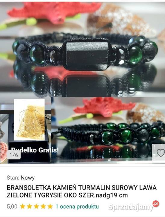 BRANSOLETKA KAMIEŃ NATURALNY SUROWY TURMALIN Warszawa