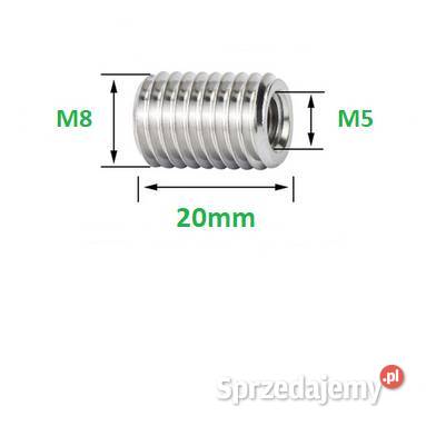 Tulejka gwintowana redukcja M8 DO M5x20mm INOX podkarpackie Trześniów