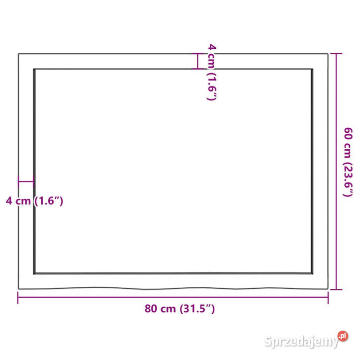 Półka 80x60x26 surowe lite drewno dębowe mazowieckie sprzedam
