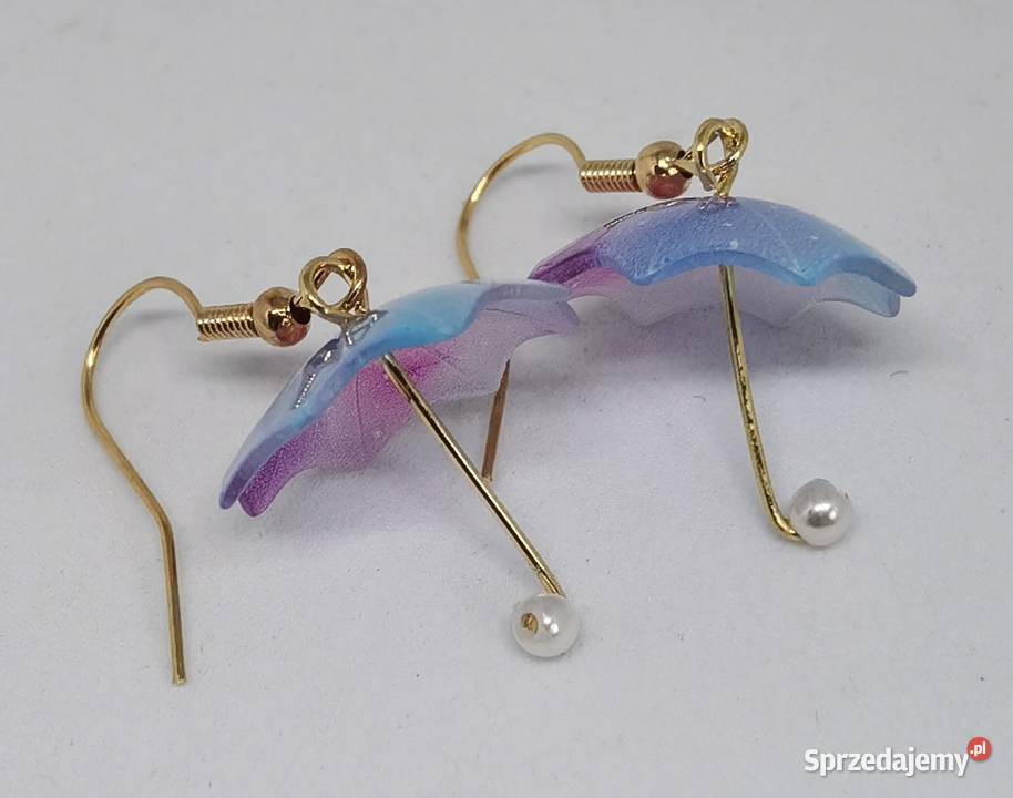 Kolorowe kolczyki parasolki różowoniebieskie Kołobrzeg