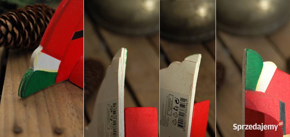 Bałwanek Mikołaj ozdoba drewniana vintage na