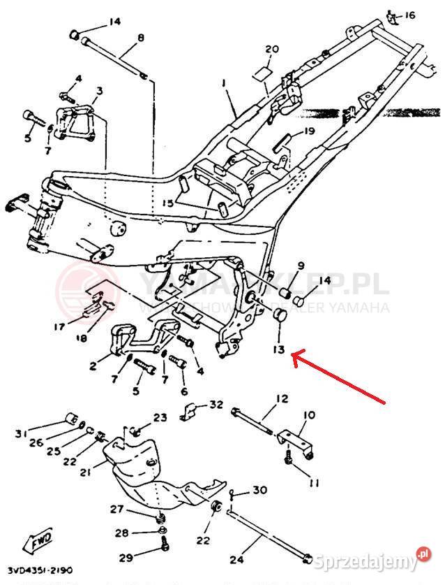 Plastikowa zaślepka ramy Yamaha TDM850 Kielce