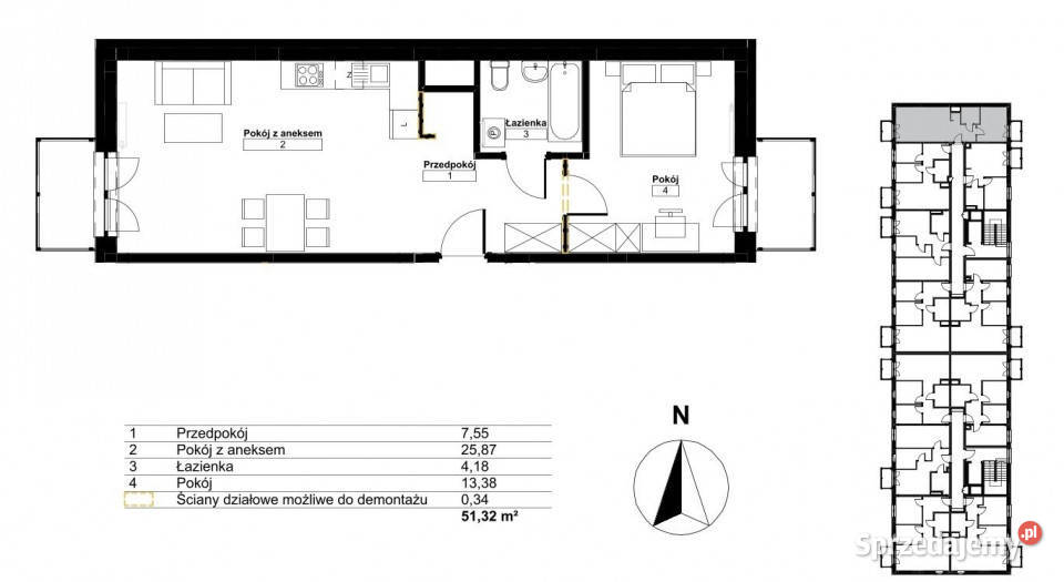Ogłoszenie mieszkanie Kraków 5132m2 2 pok Piętro 3
