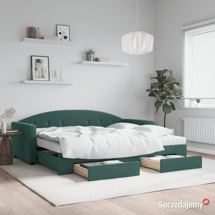 Sofa rozsuwana z szufladami ciemnozielona Warszawa