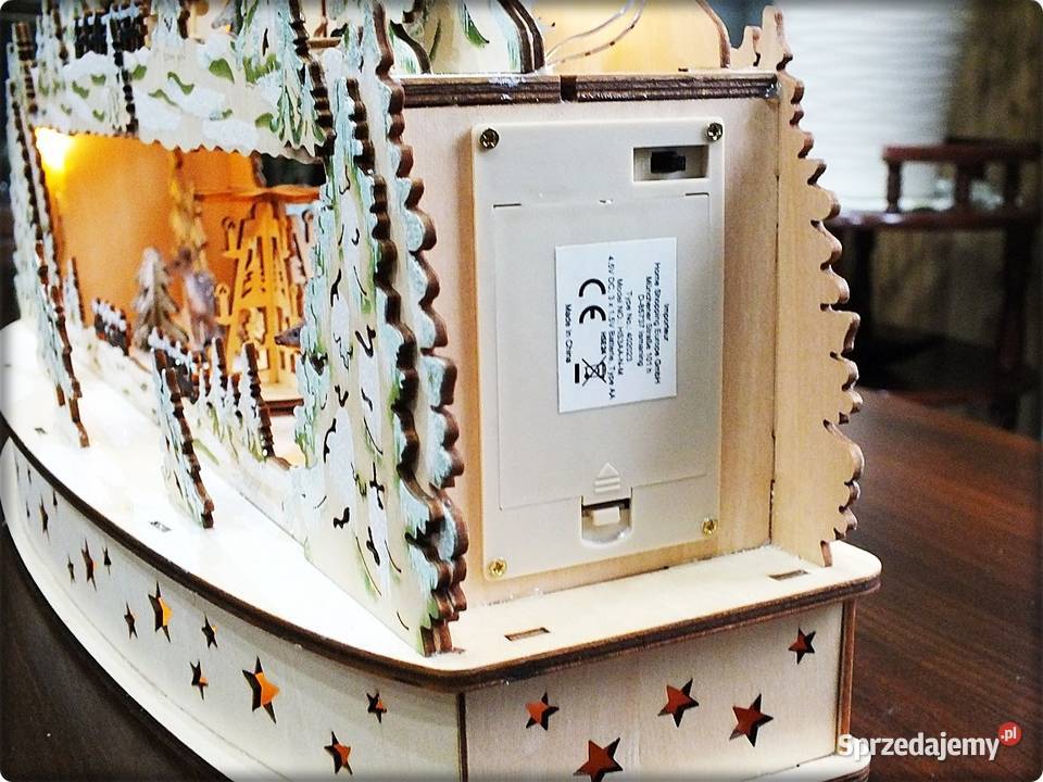 Świąteczna Szopka ruchoma drewniana na parapet Boże Narodzenie lubuskie Żary