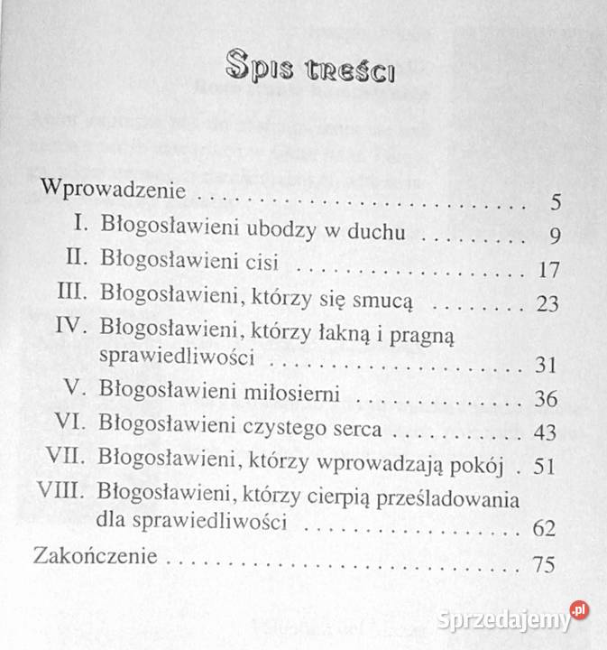Osiem błogosławieństw Rozważania homiletyczne Chełm sprzedam