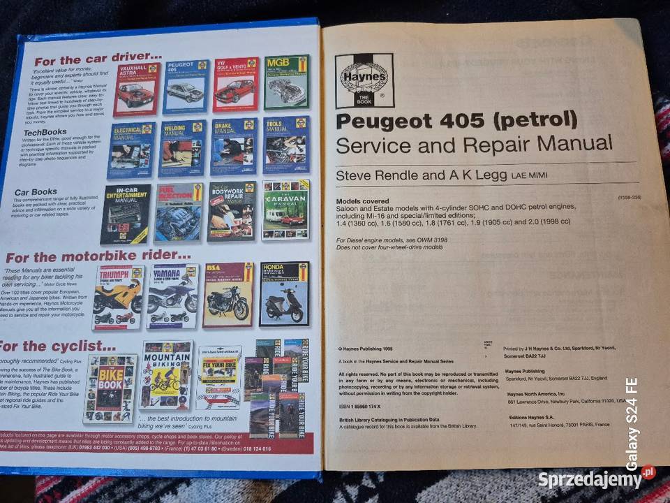Książka instrukcja napraw Peugeot 405 Białystok sprzedam