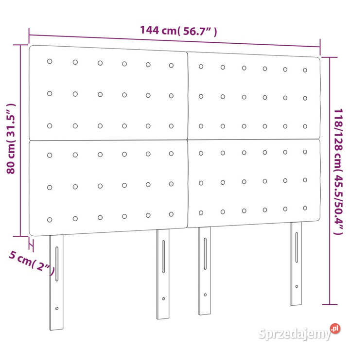 Zagłówek do łóżka z LED taupe 144x5x118128