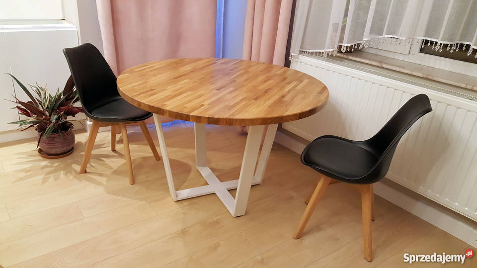 Nowoczesny stół dębowy okrągły Loft 120 120cm podkarpackie Krosno