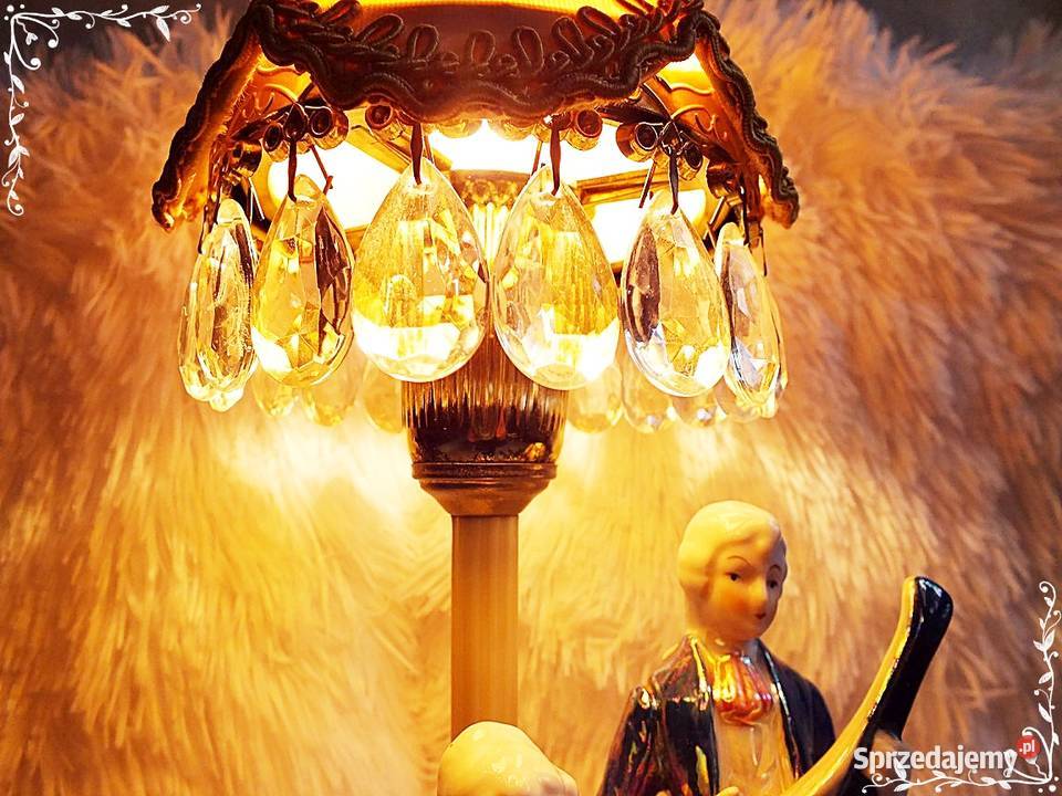 Piękna stara porcelanowa lampka nocna barok Cudo Żary