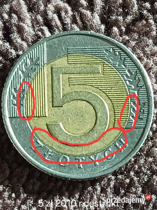 5 Złotych 2010 r wielodestrukt rzadkość Konin