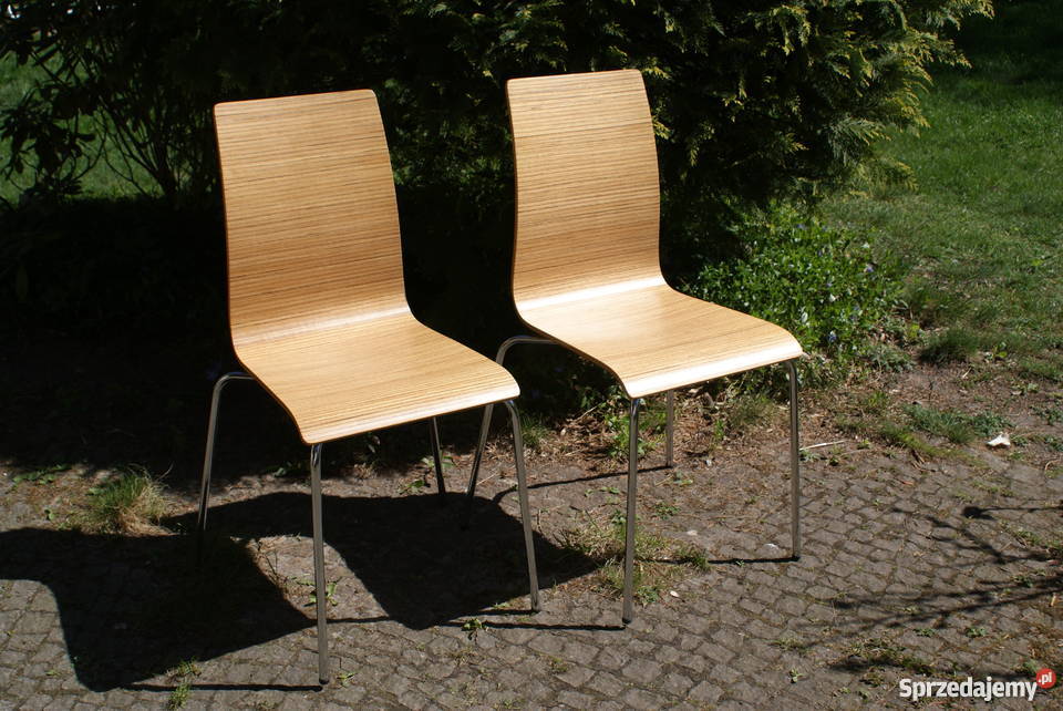 Krzesło do kuchni jadalni drewno naturalne chrom - 2 szt