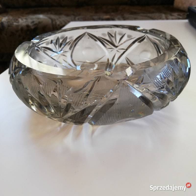 Kryształowa popielnica PRL ciężka gruba Sieradz sprzedam