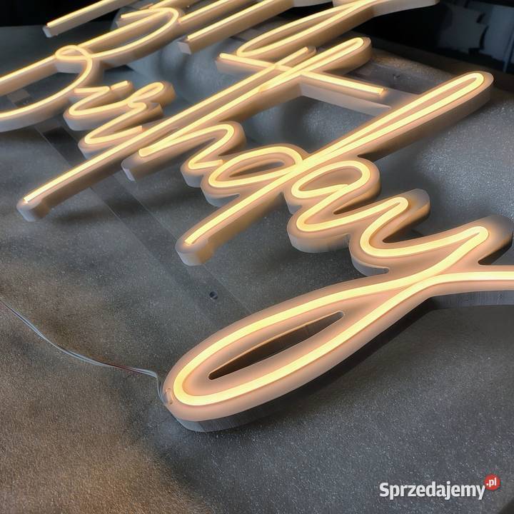 Napis podświetlany neon Happy Birthday Rawicz
