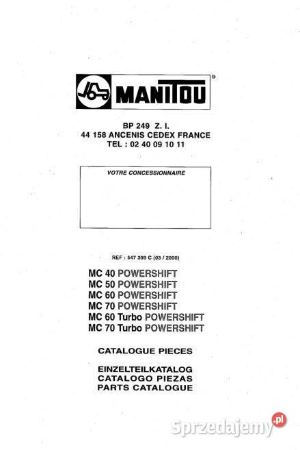 Manitou MC40 MC50 MC60 MC70 MC70 TURBO katalog świętokrzyskie Kielce