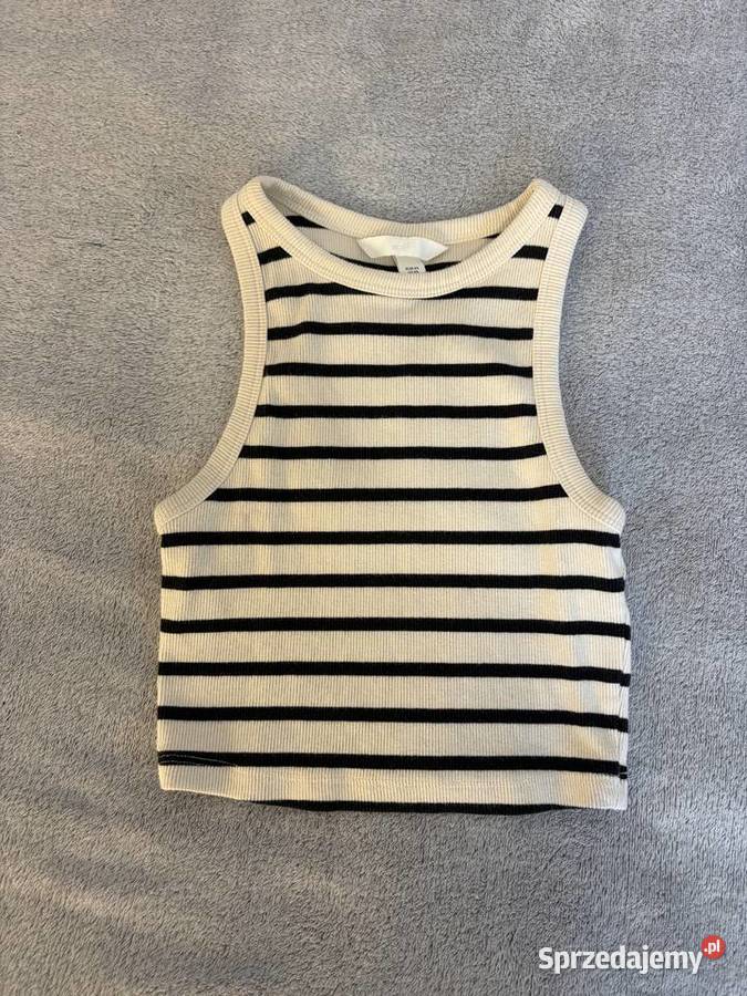 Crop top koszulka bluzka bez ramiączek w paski
