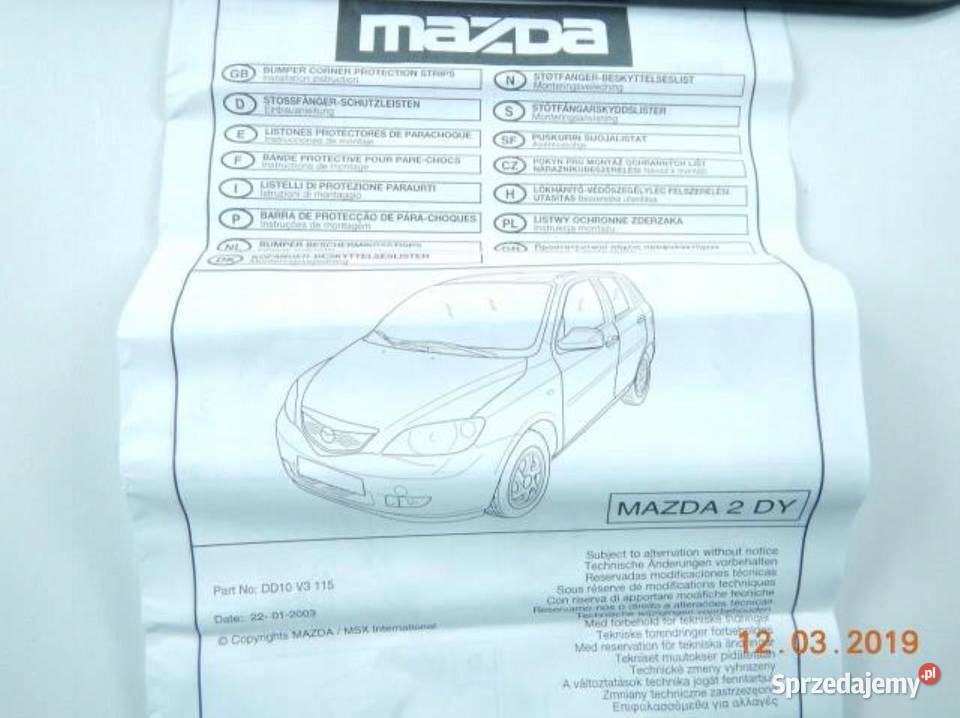 LISTWA LISTWY ZDERZAKA PRZÓD MAZDA 2 DY 0207 lubelskie