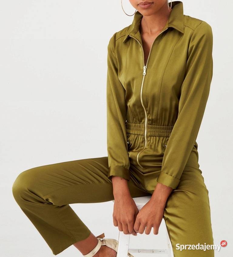 RIVER ISLAND KOMBINEZON DŁUGI KHAKI ZŁOTO 42 XL wielkopolskie Kalisz