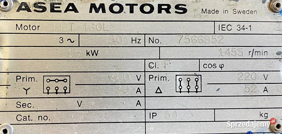silnik elektryczny 15kW 1455obr 3fazowy kujawsko-pomorskie Pigża sprzedam
