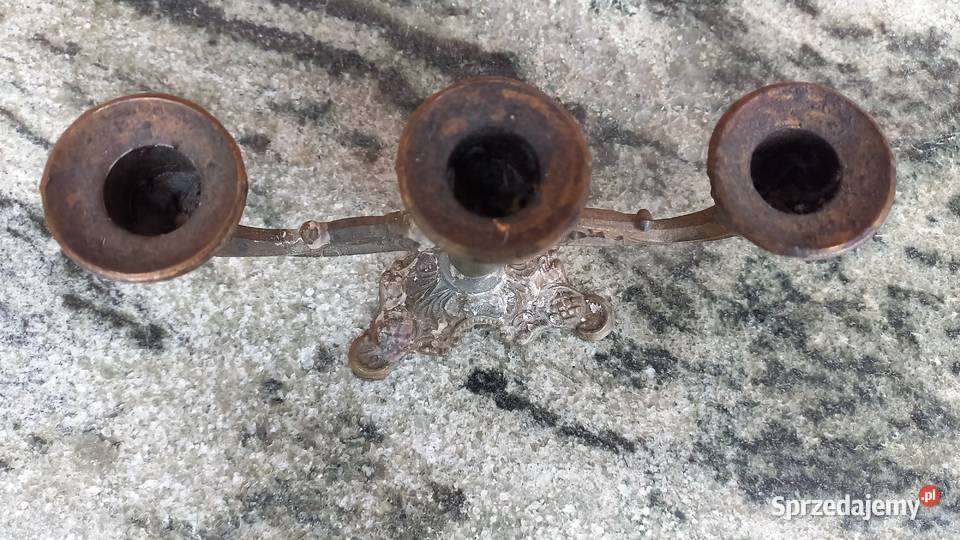 Świecznik mosiężny metalowy na 3 świeczki 755