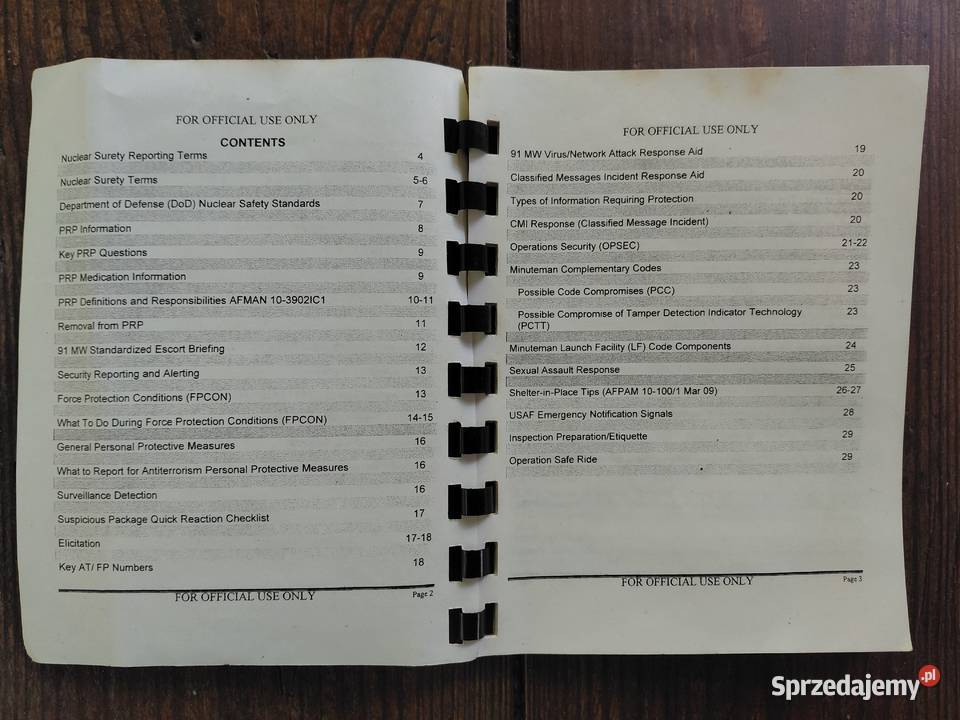 Książka manual USAF smart book 91 missile wing Wrocław sprzedam