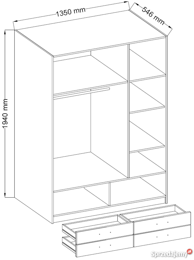 Stella Szafa ubraniowa 135 x 194 buk sonoma Szafy, regały, półki Bytom