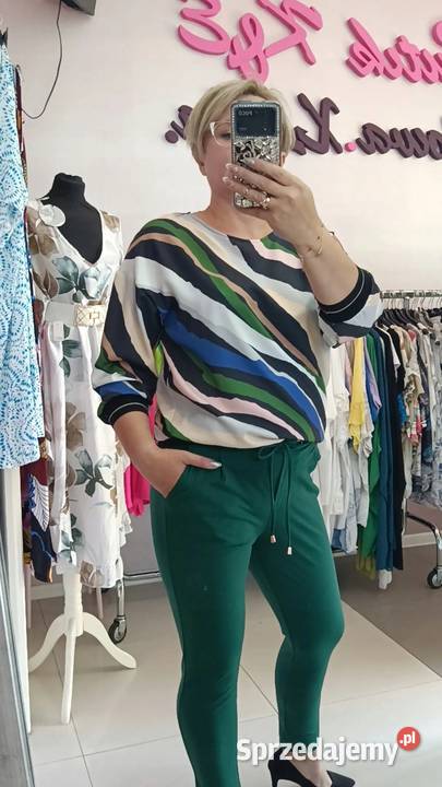 Bluzka NOVUM 42 zielone paski biust 108 kolorowy Pątnów sprzedam