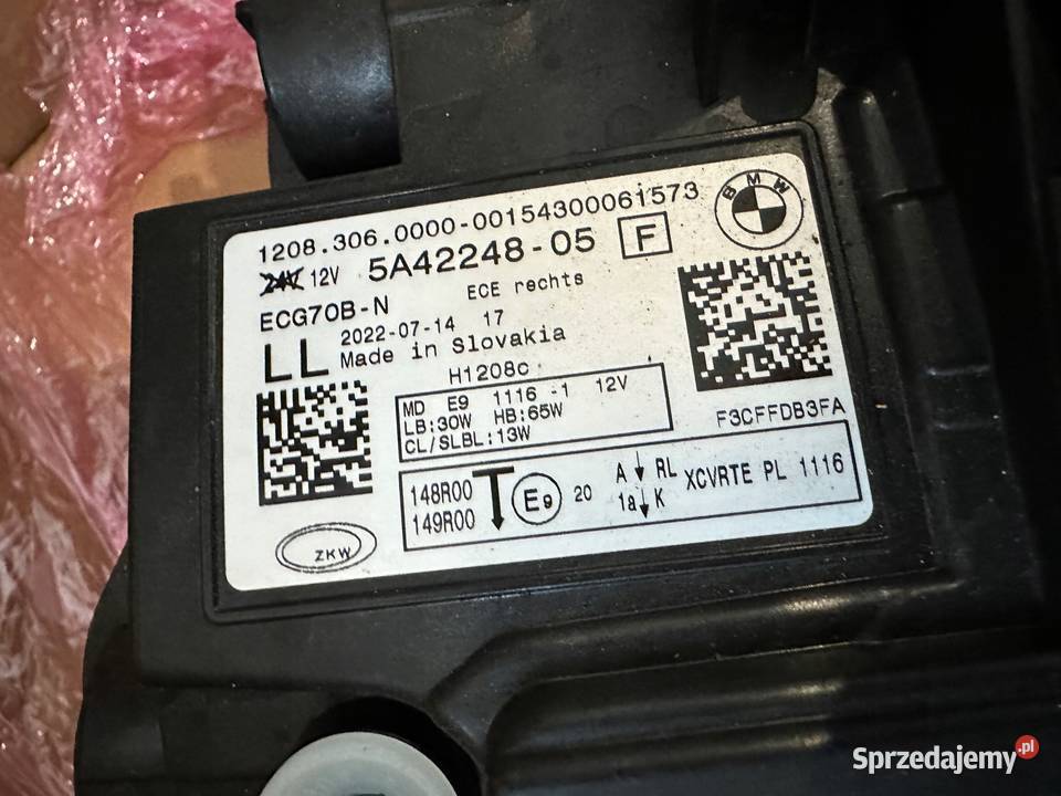 LAMPA PRZEDNIA PRAWA BMW U06 ACTIVE TOURER osobowe Oświetlenie Mirsk sprzedam