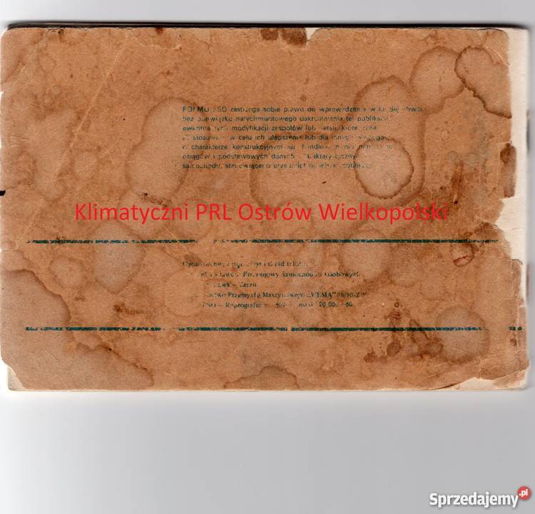 Instrukcja obsługi samochodu Fiat 125p POLMO Bielsko-Biała